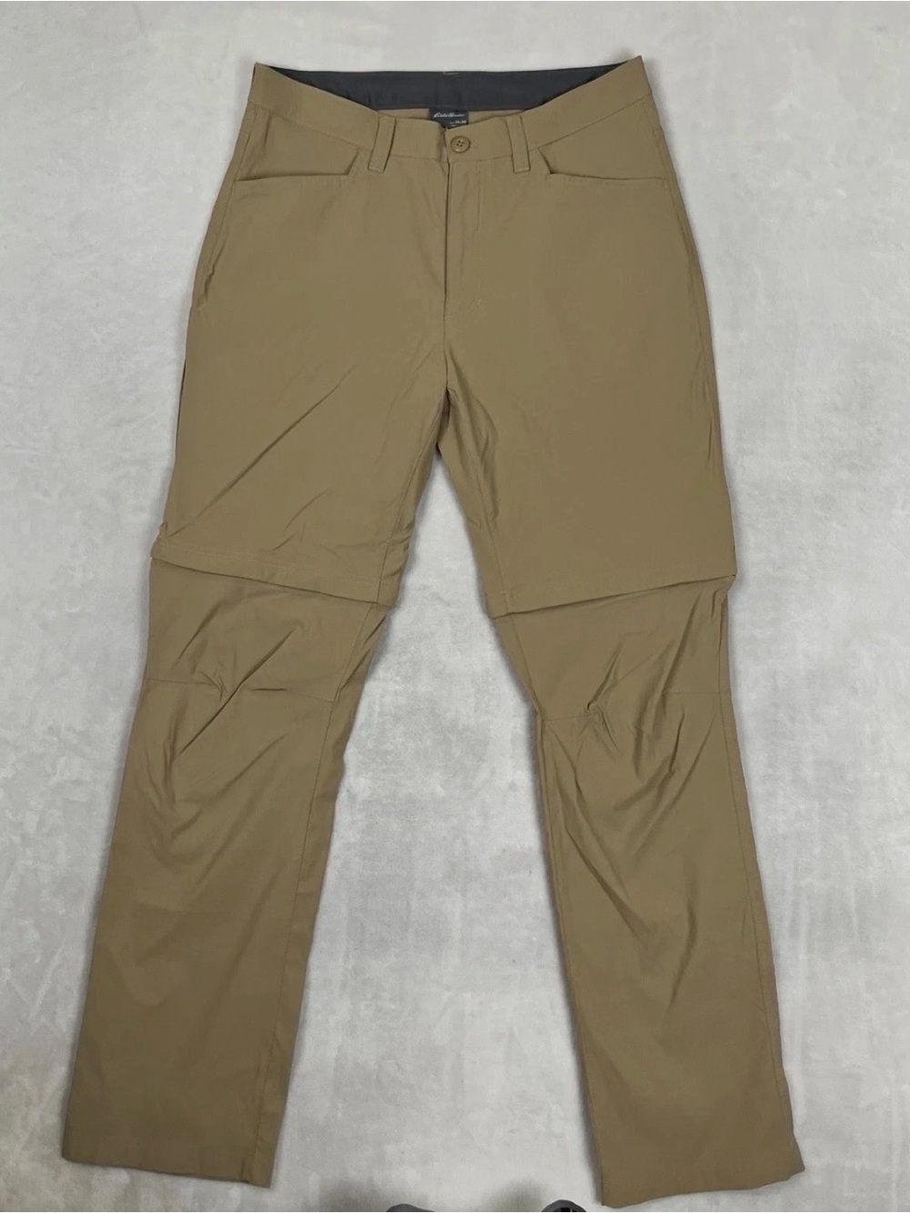 Eddie Bauer Pants Mens 34x34 Beige Nylon Convertible Hiking Zip Off Outdoor
